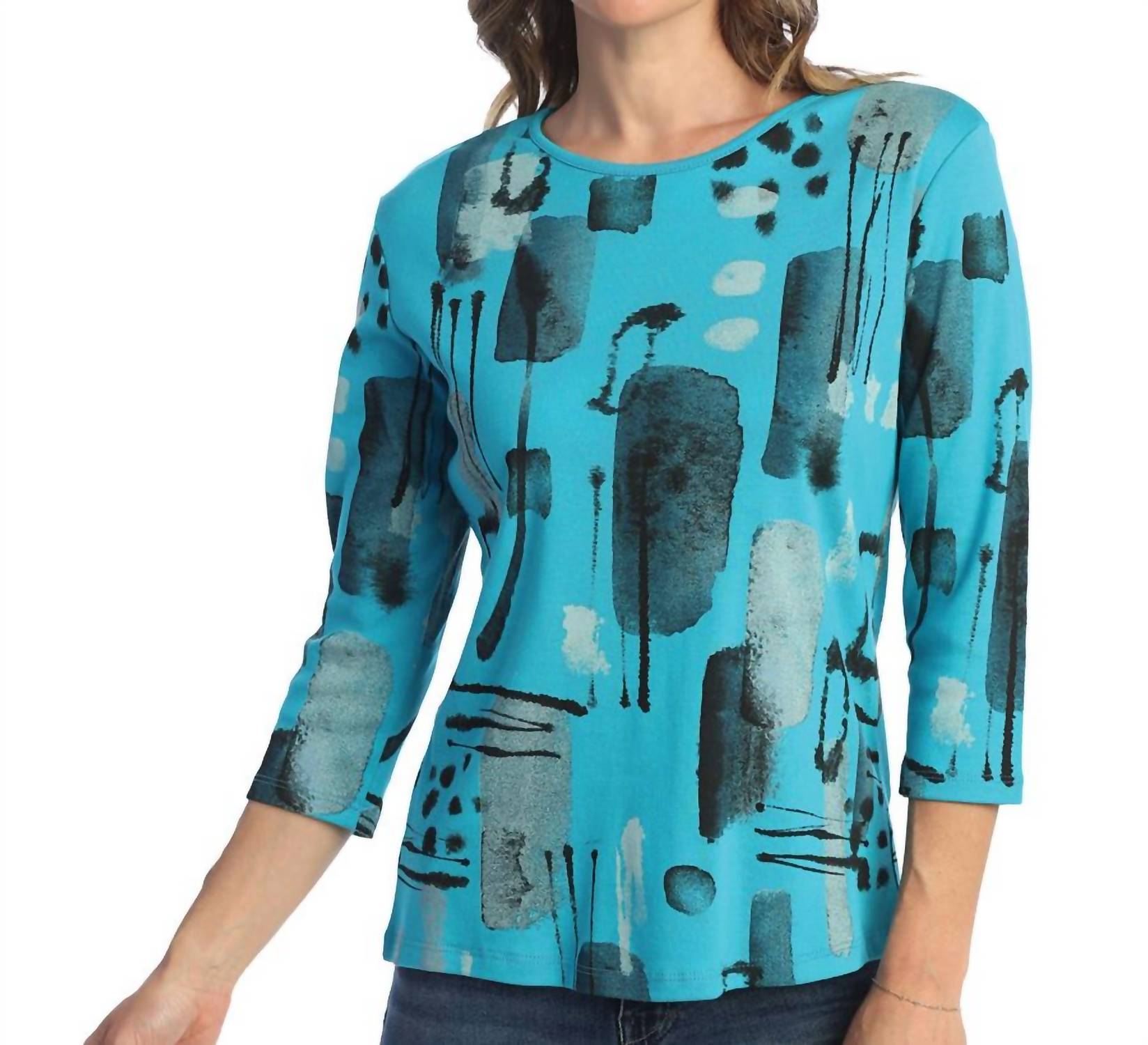 Jess & Jane - Maze Printed Cotton Top - Plus