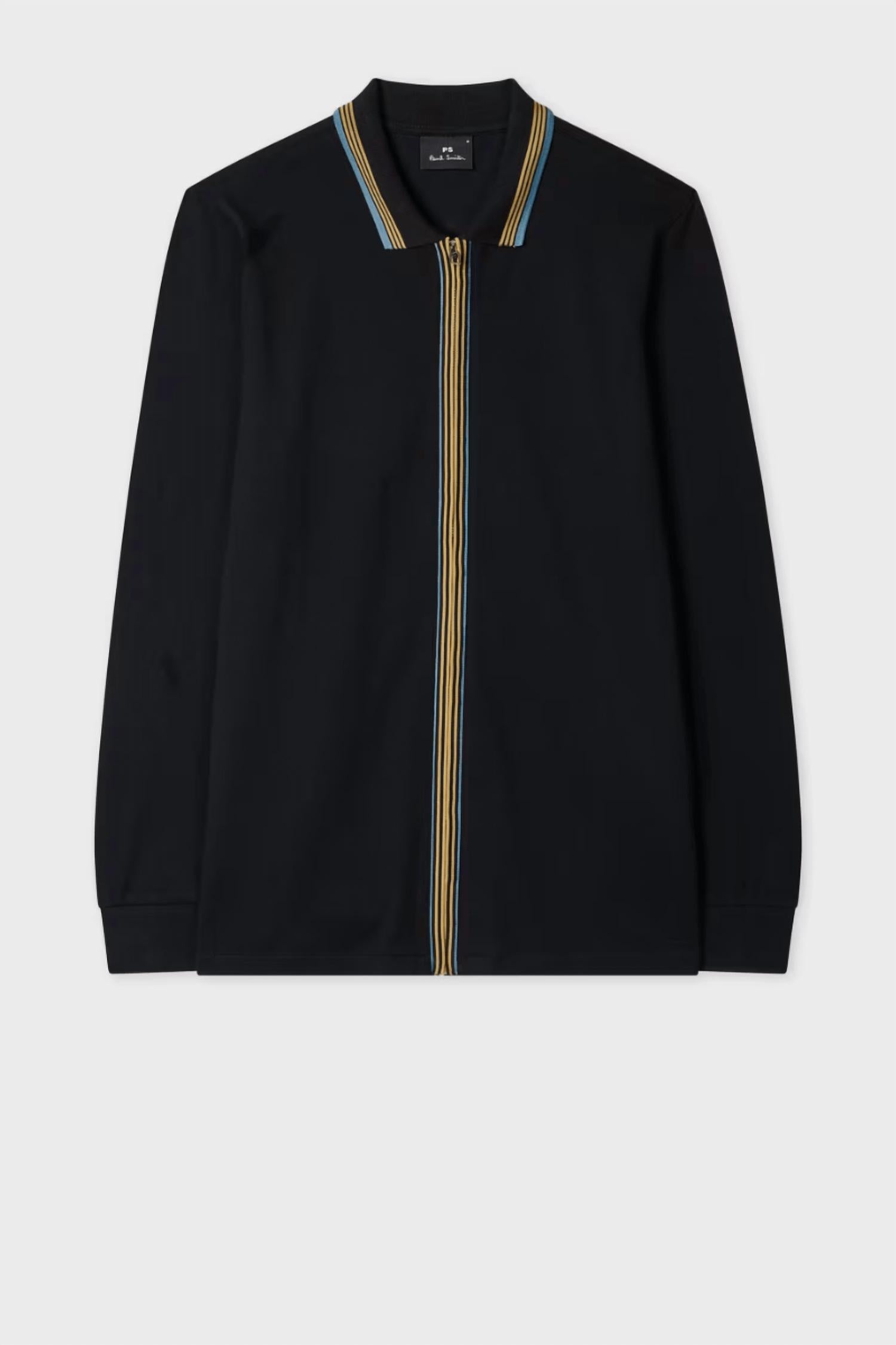Paul Smith - Contrast Tipping Full-zip Long-sleeve Polo Shirt