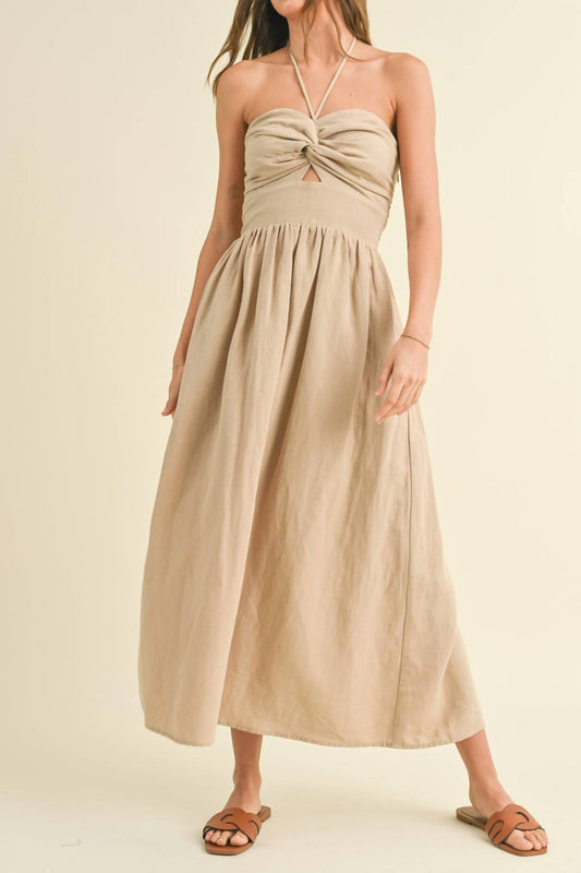 Miou Muse - Twisted Halter Maxi Dress