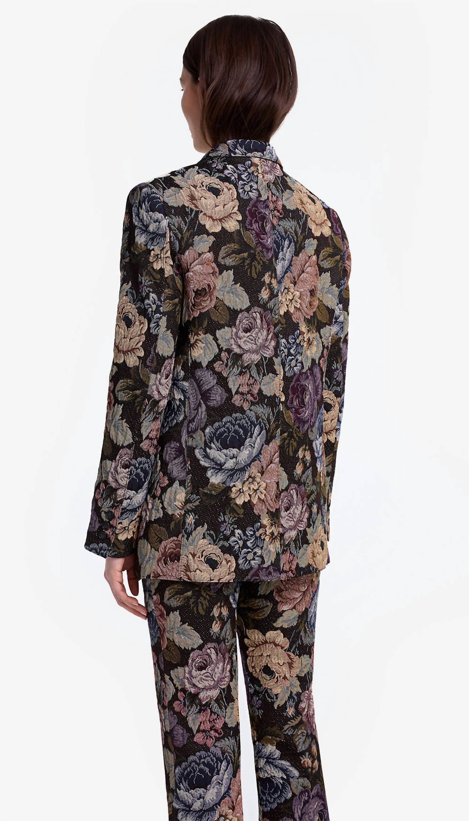 Smythe Women's 70's Blazer in forest tapestry - women's jacket - detail view