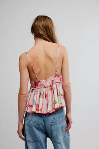 Free People Tillie Ruched Top in pink combo - women's shirt - detail view