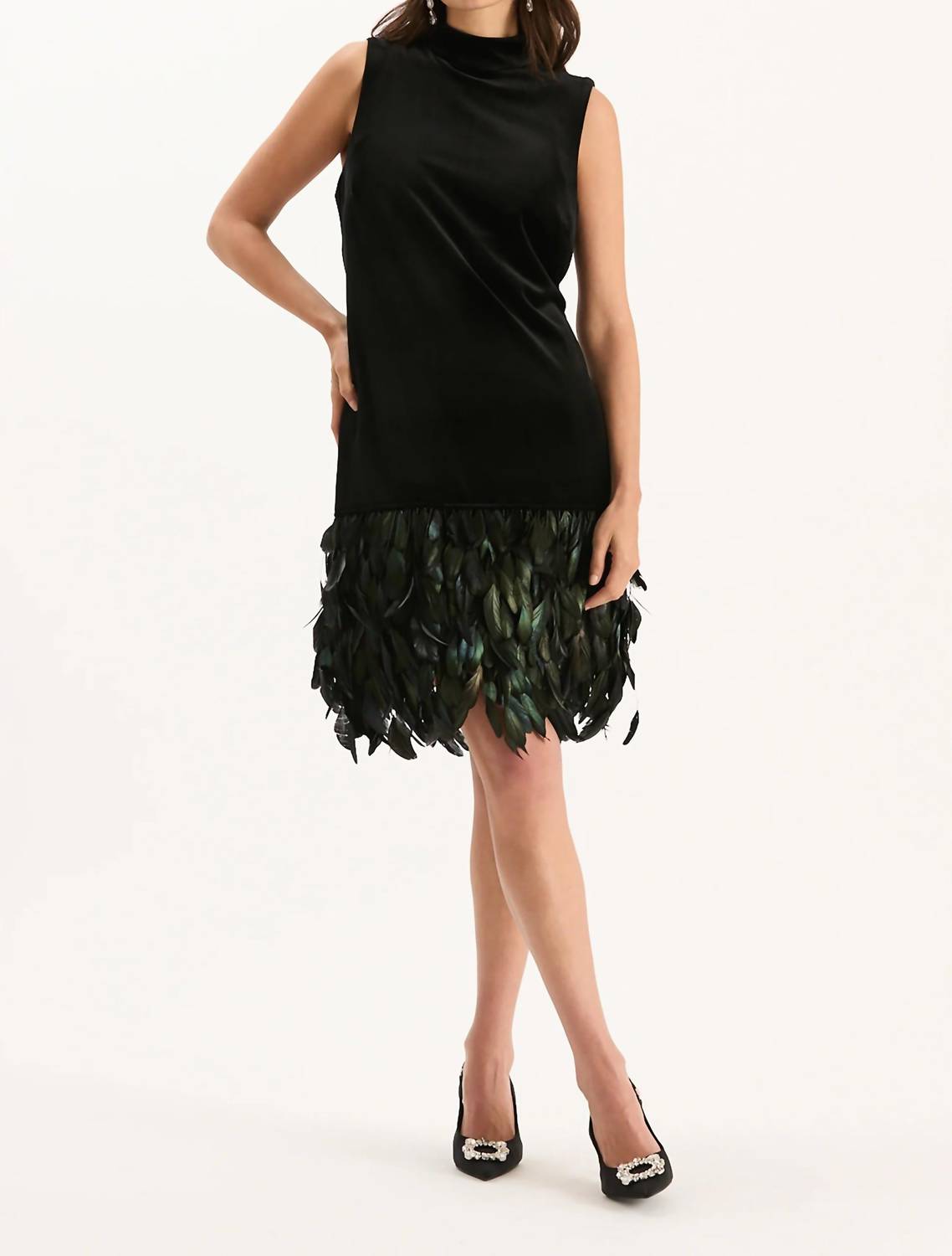 Tyler Boe - Colette Feather Hem Velvet Dress