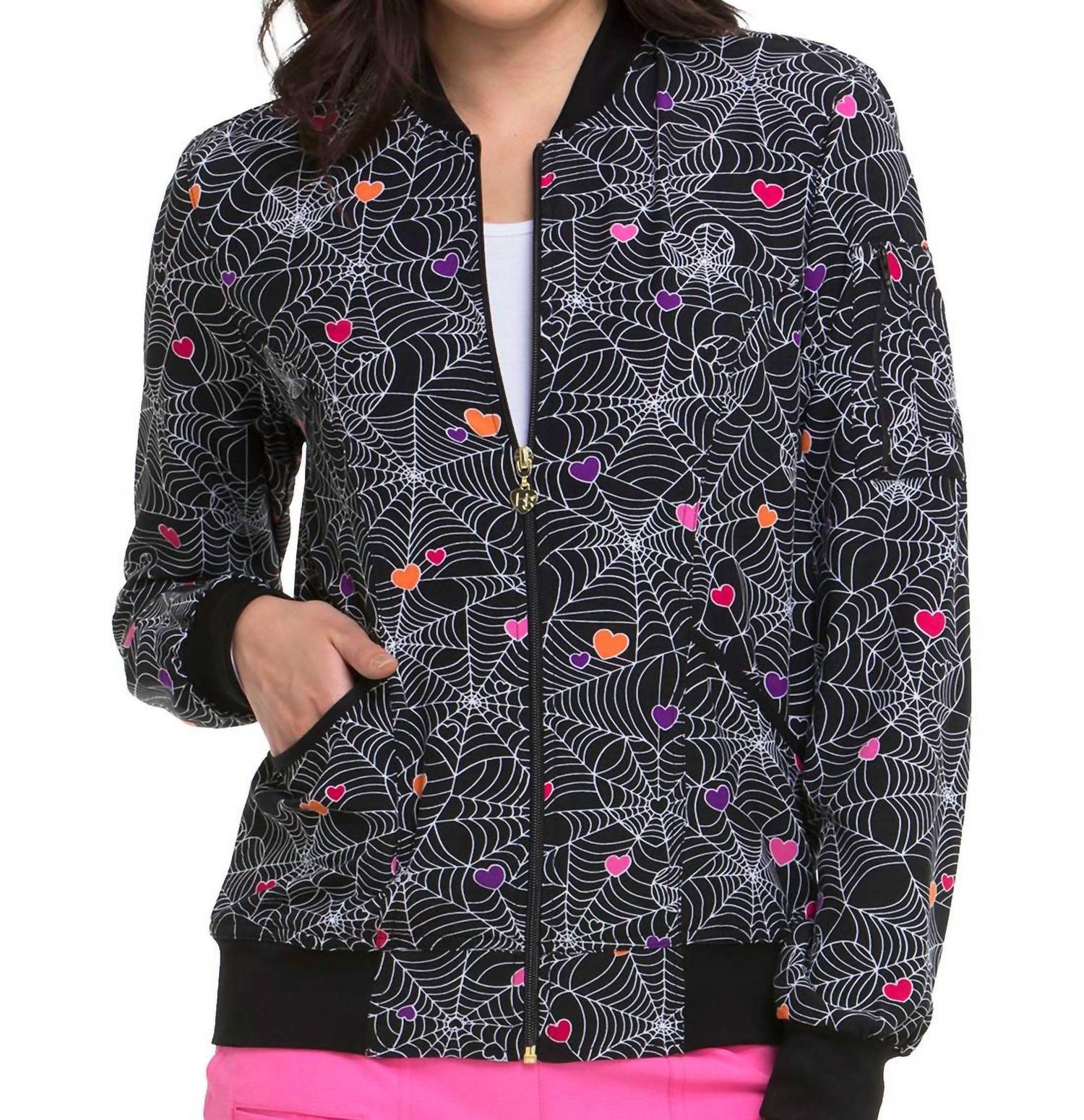 HeartSoul Wicked Cute Bomber Jacket in wicked cute webs - women's jacket