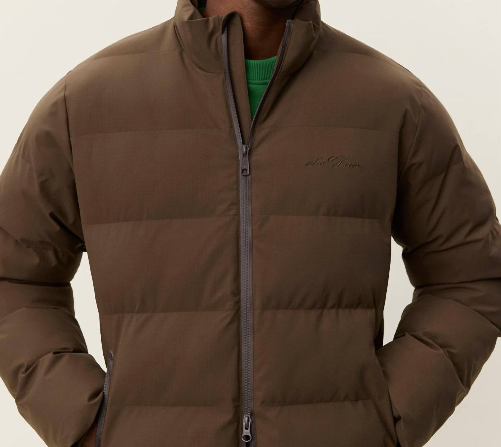 Les Deux Noor Ripstop Jacket in slate brown - men's jacket - detail view
