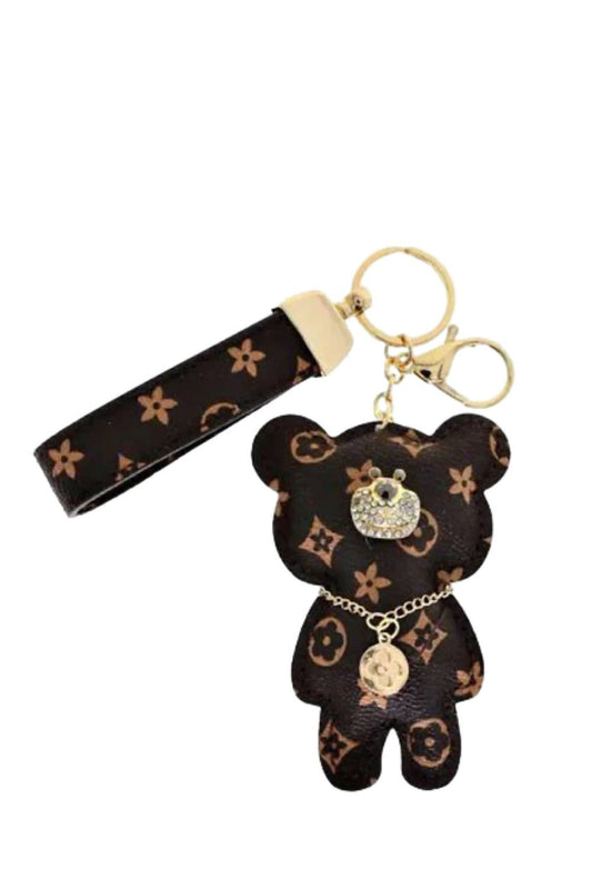 Sophia Collection - Vegan Leather Teddy Bear Wristlet Keychain