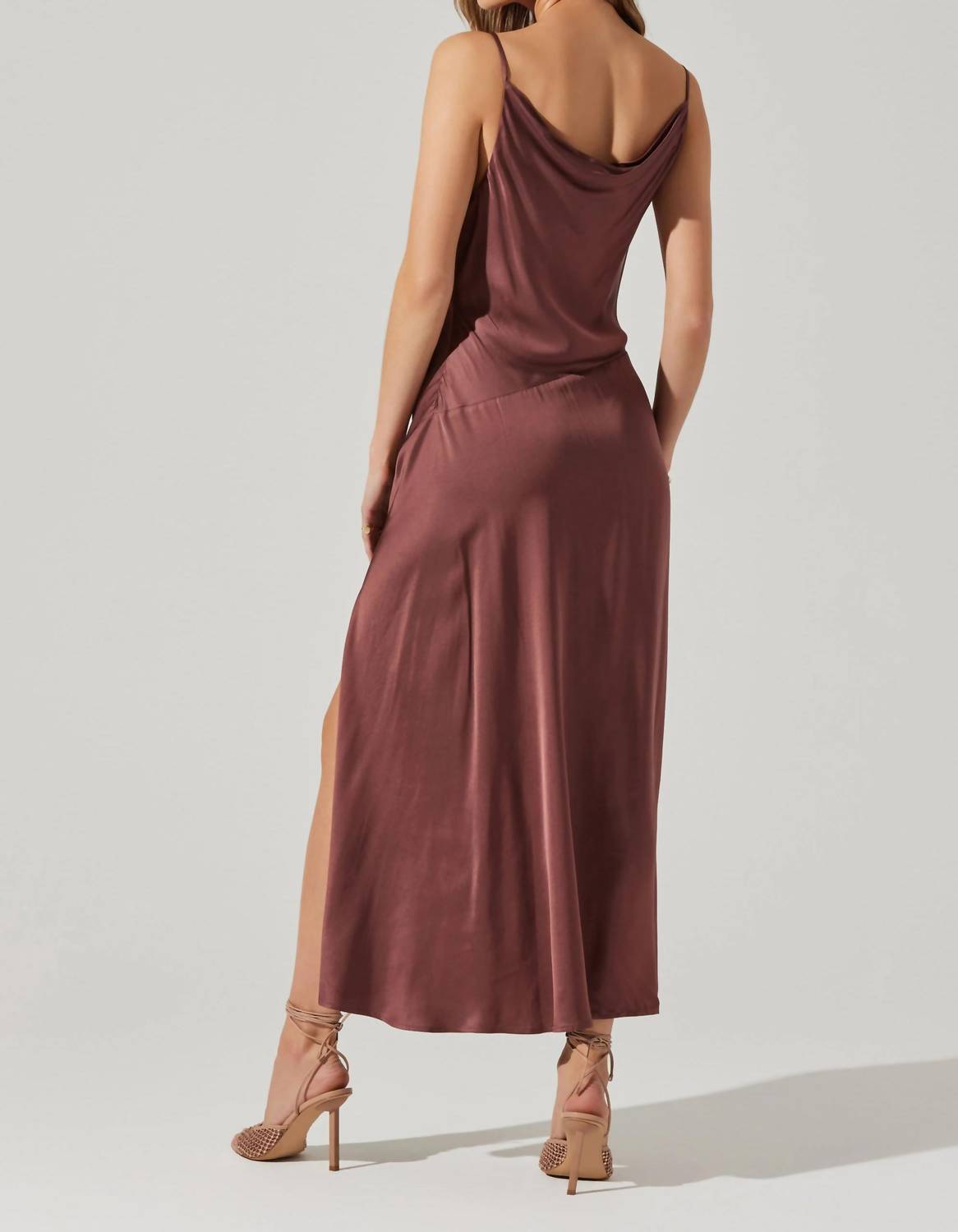 ASTR Glynis Cowl Neck Dress in mulberry - women's dress - detail view