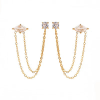 Jessa Jewelry - Women's Ryann Chain Piercing Connector Earrings