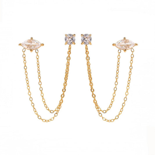 Jessa Jewelry - Women's Ryann Chain Piercing Connector Earrings