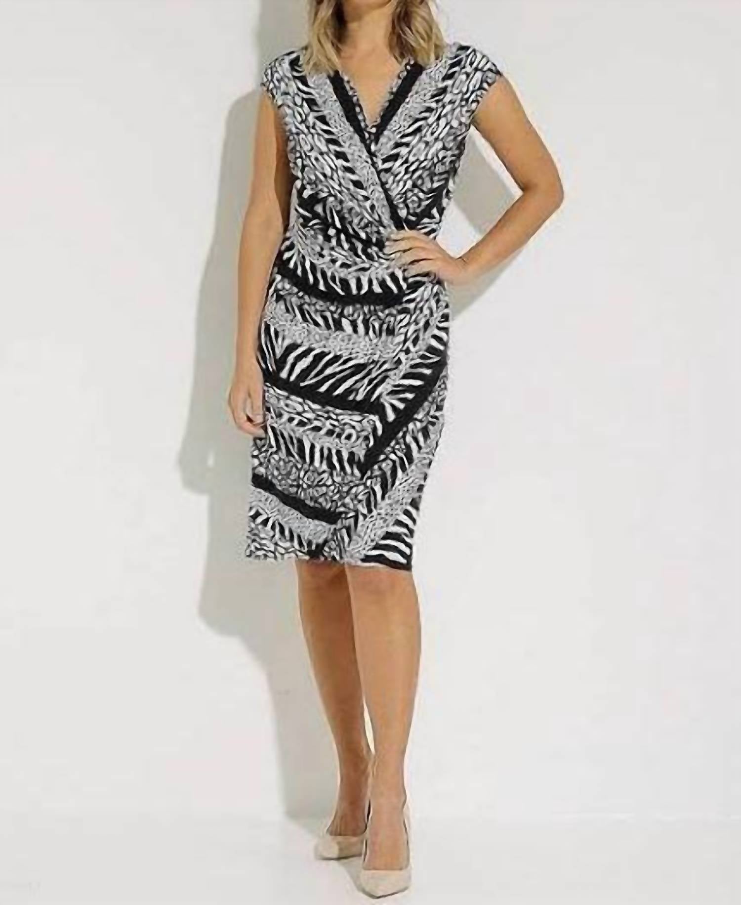 Joseph Ribkoff - Mixed Animal Print Faux Wrap Dress