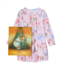 Books To Bed Girl's Nutcracker Nightdress And Book Set in pink - kids' dress