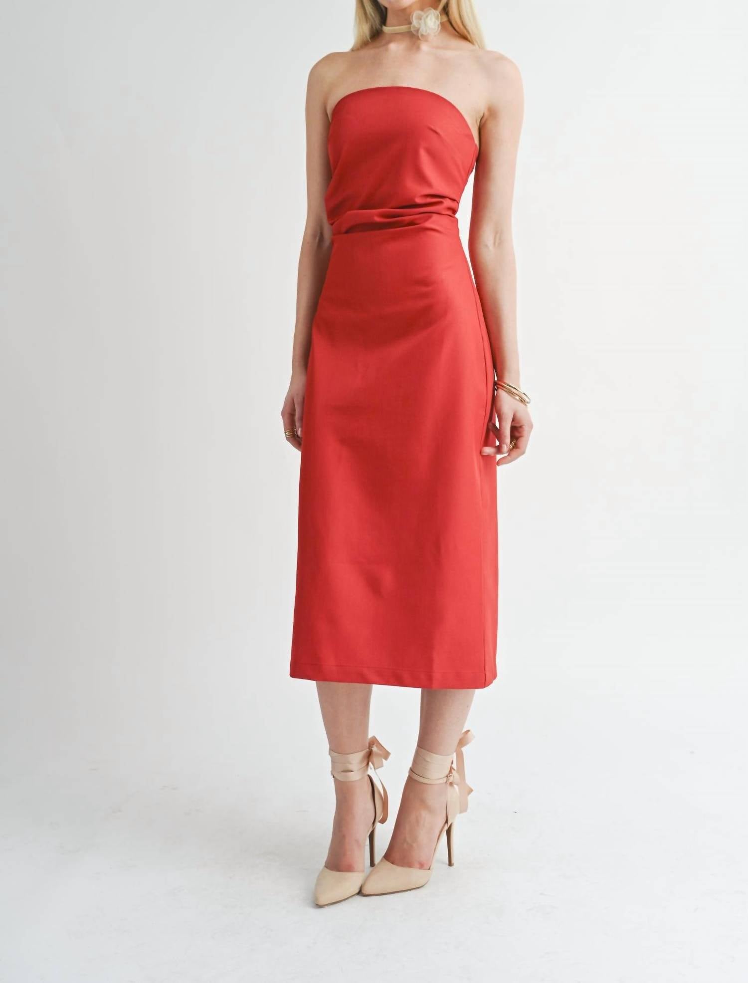 Sage The Label - Take Action Pleated Tube Midi Dress