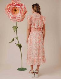 LOVE THE LABEL Easy Slip On Midi Skirt in joni print - women's skirt - detail view