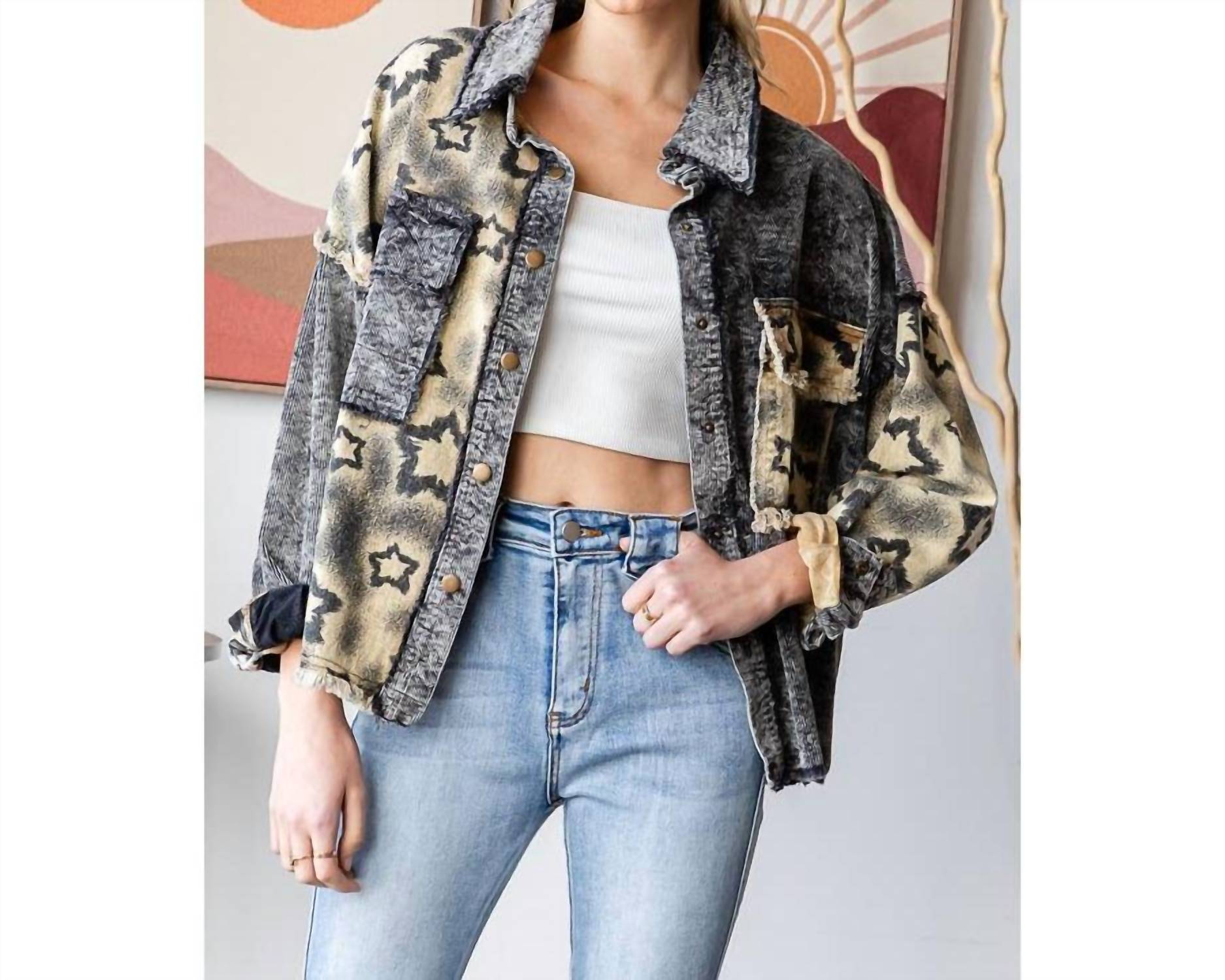 Oli & Hali - Washed Star Print Corduroy Mix Jacket