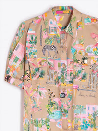 Vilagallo - Eliana California Fun Print Short Sleeve Shirt Dress