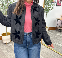 Blu Pepper - Velvet Flower Quilted Jacket