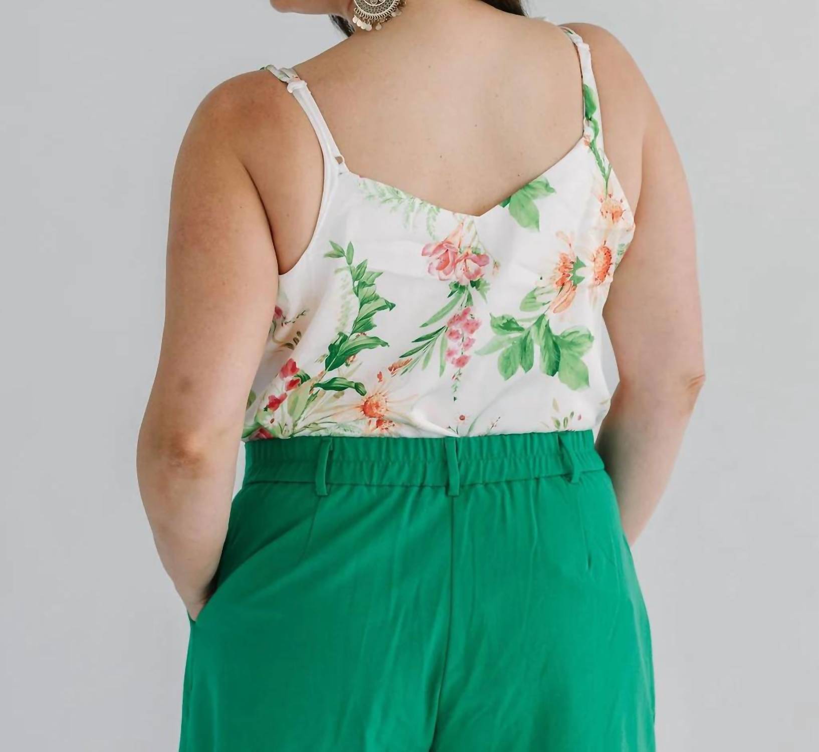 Skies Are Blue - Flower Strap Satin Cami Top