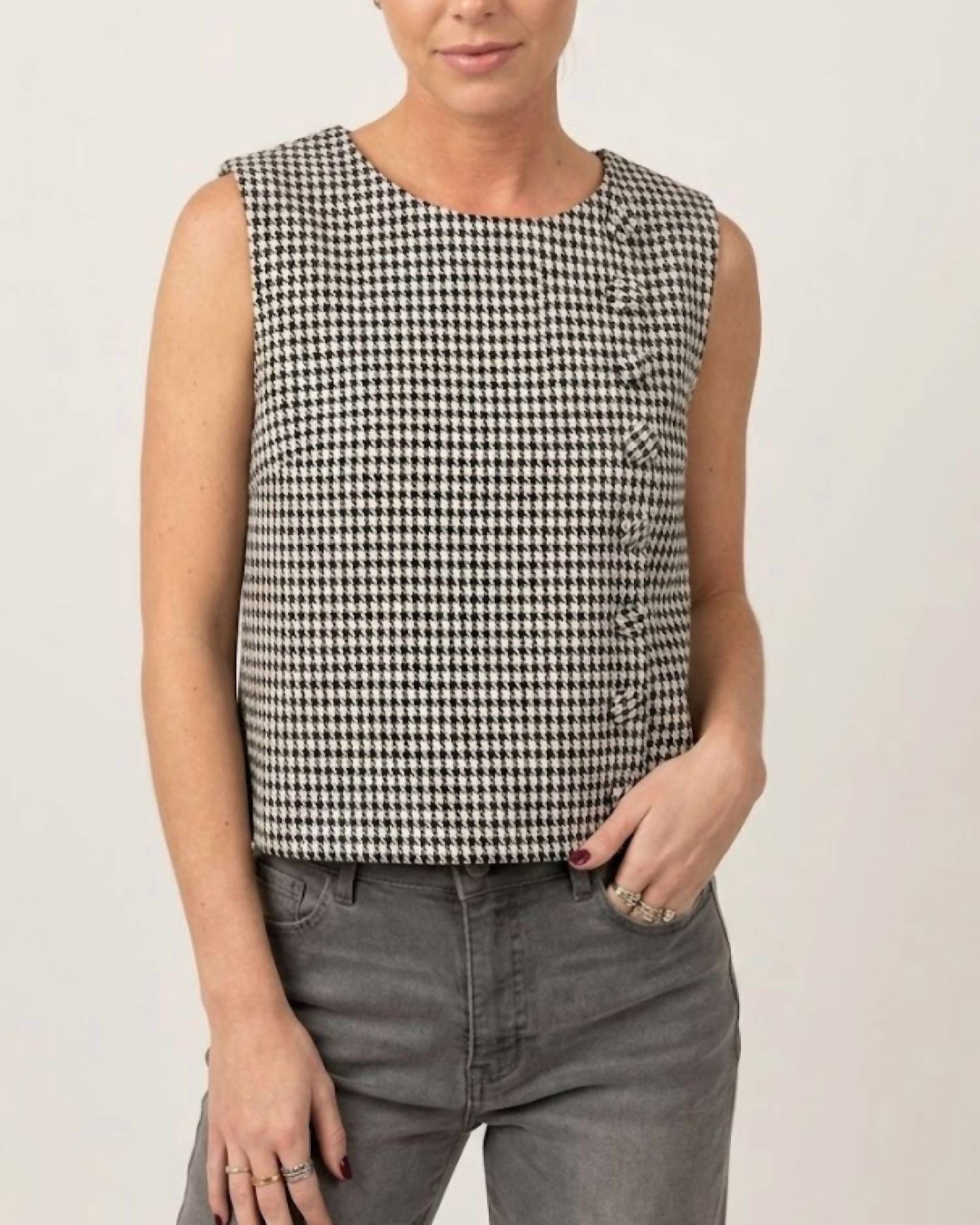 Pretty Follies - Houndstooth Sleeveless Top