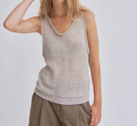 SAYAKA DAVIS Linen Knit Tank Top in sand - women's tank top - detail view