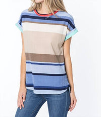 Tea N Rose - Colorblock Stripe Dolman Sleeve Top