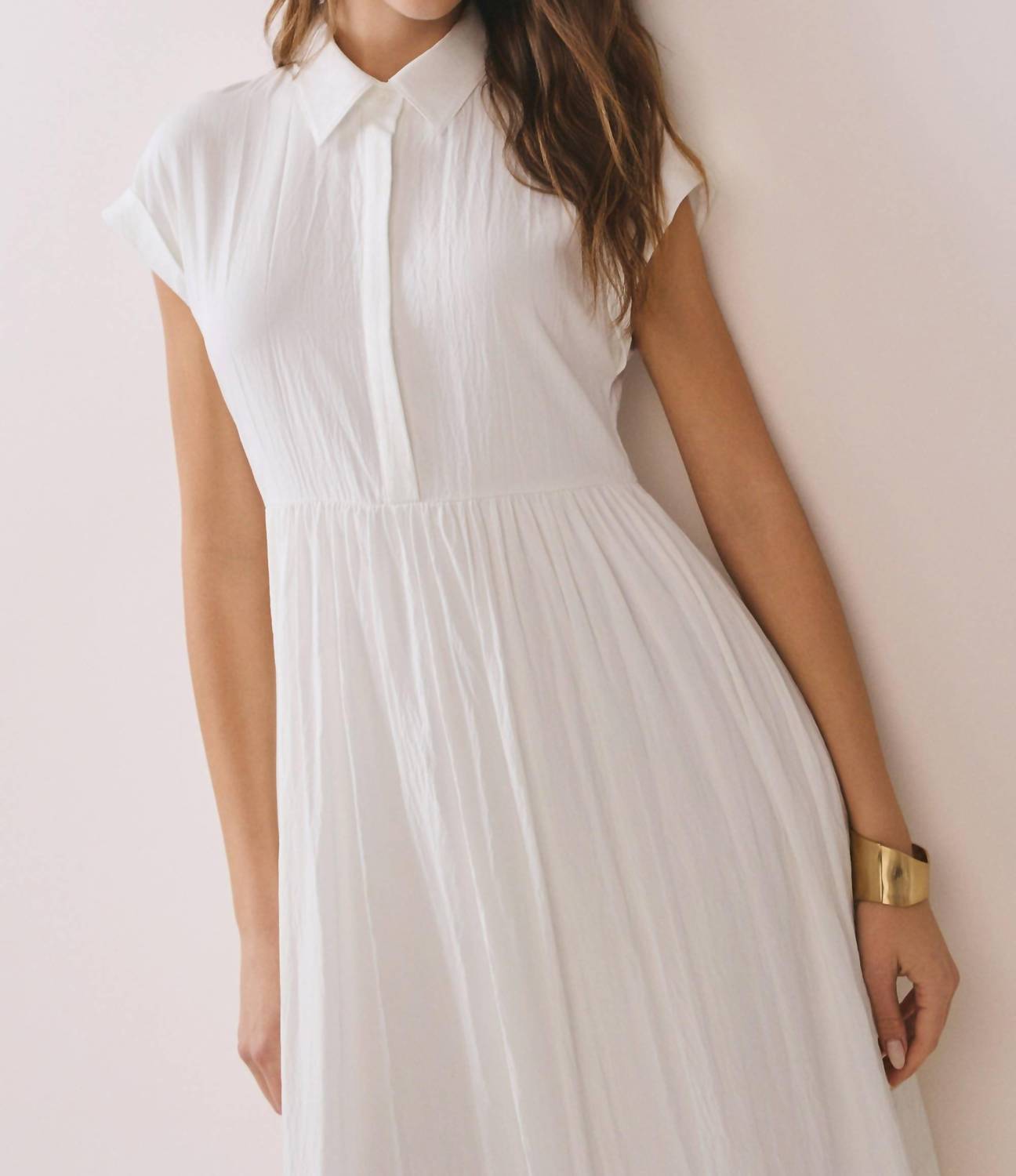Tcec - Classic Shirt Pleated Dress