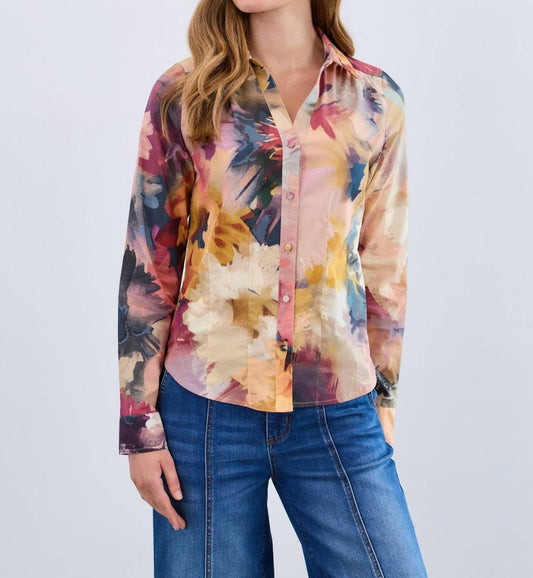 Fdj - Melanie Long Sleeve Split Neck Shirt
