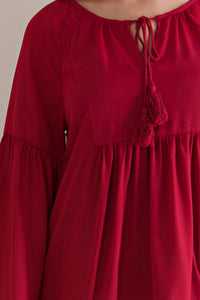 Entro - Tassel Tie Babydoll Blouse