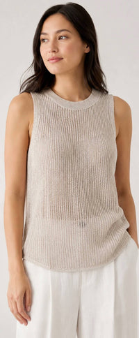 Eileen Fisher - Organic Linen Cotton Open Knit Sleeveless Sweater Tank