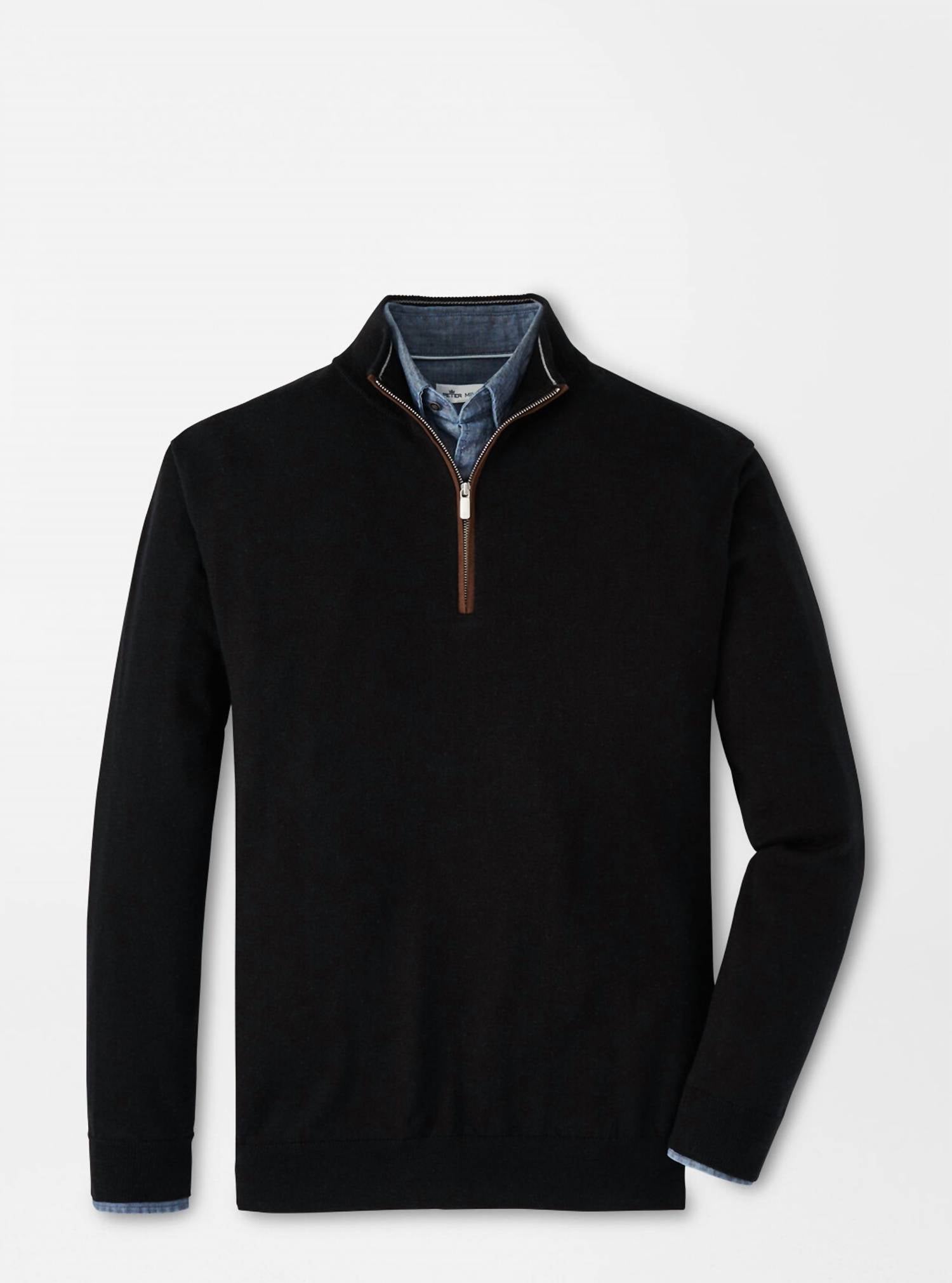 Peter Millar - Men's Autumn Crest Suede Trim 1/4 Zip Sweater