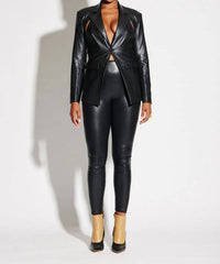 Circular Path - Vegan Leather Cut Out Blazer