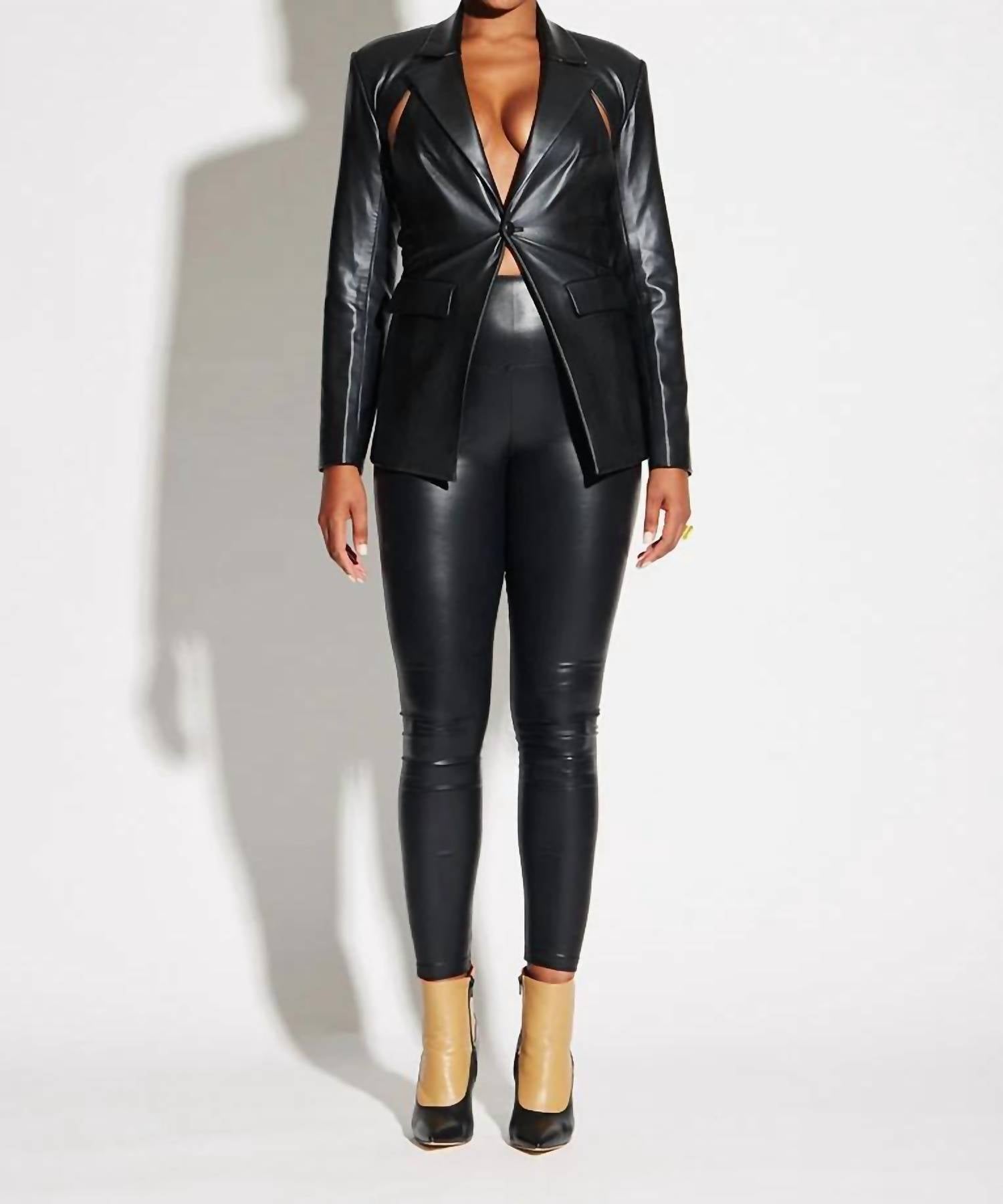 Circular Path - Vegan Leather Cut Out Blazer