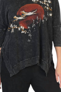 Jess & Jane - Mineral Washed Cotton Dolman Sleeve Top