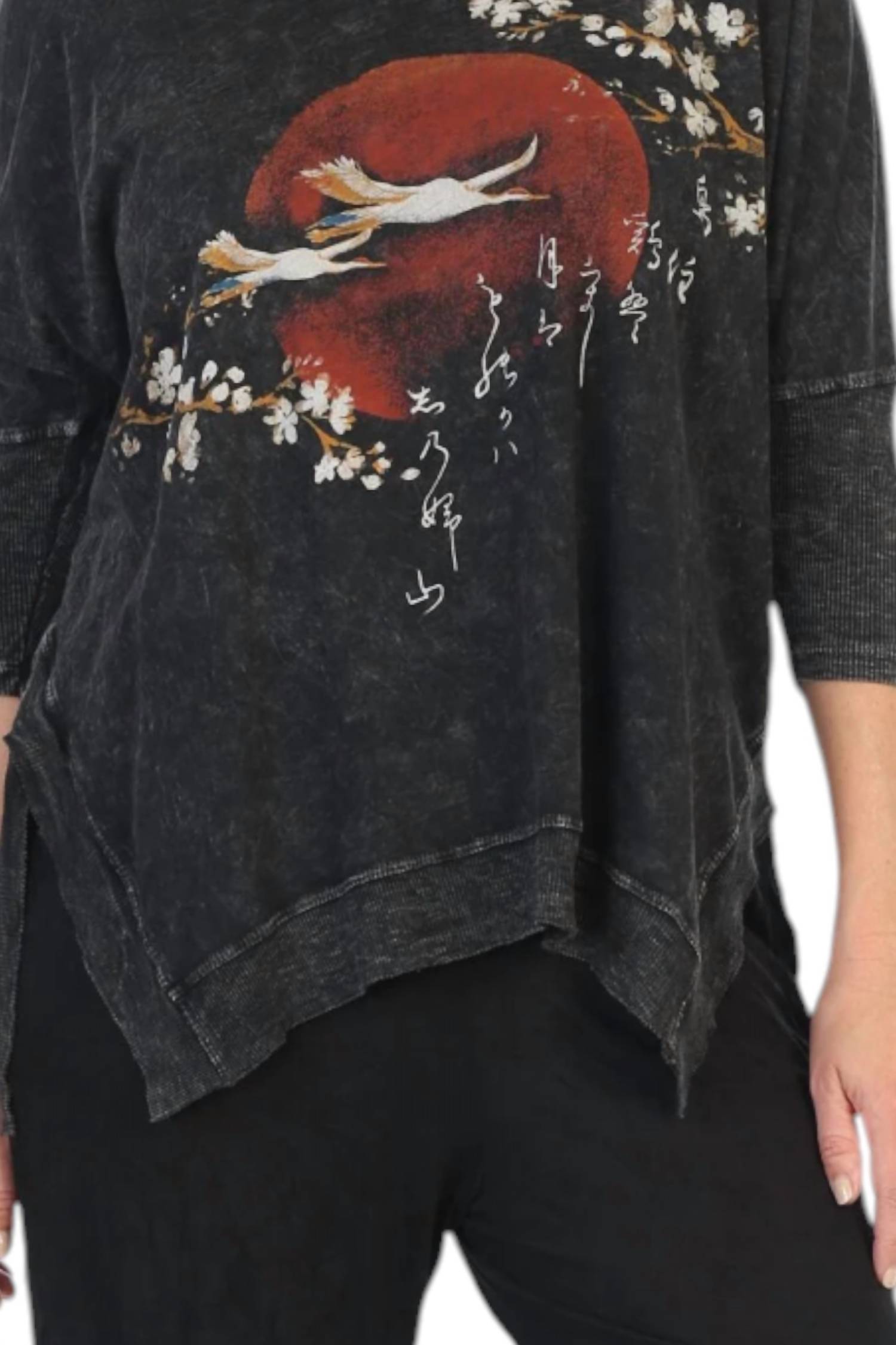 Jess & Jane - Mineral Washed Cotton Dolman Sleeve Top