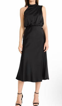 Maggy London - One Shoulder Asymmetrical Midi Dress
