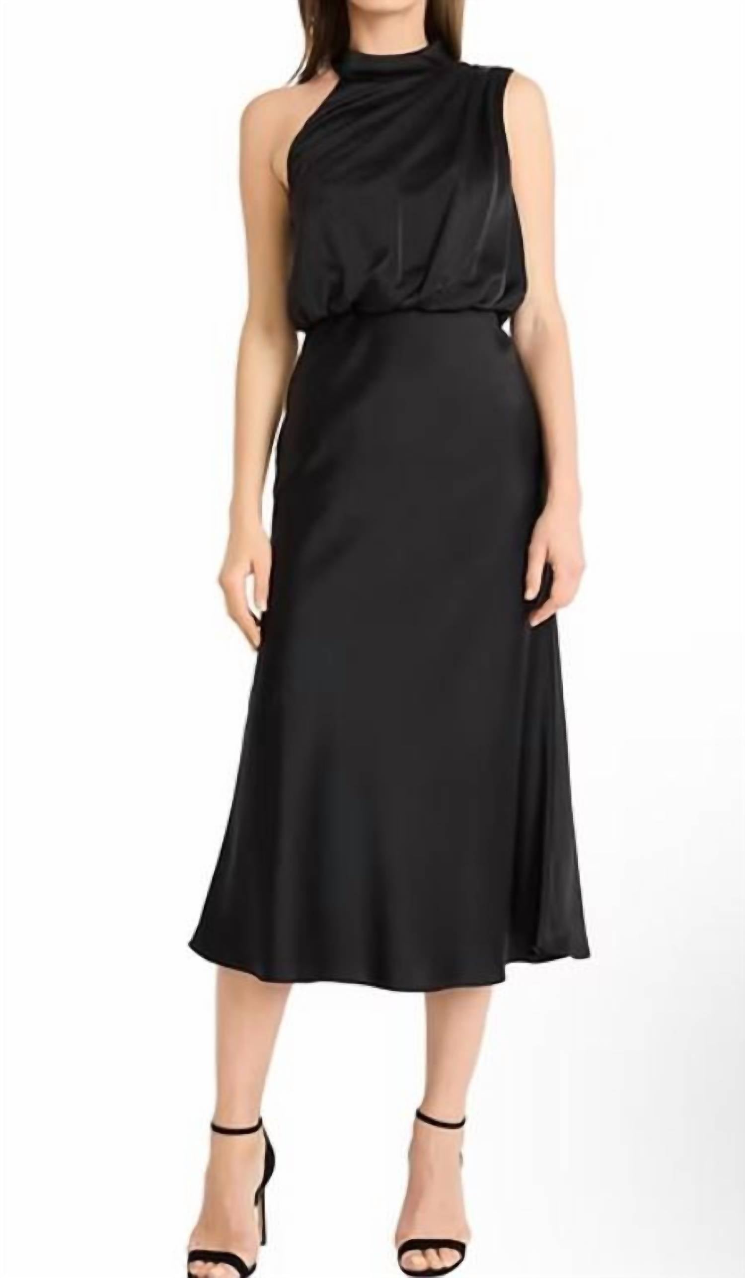 Maggy London - One Shoulder Asymmetrical Midi Dress