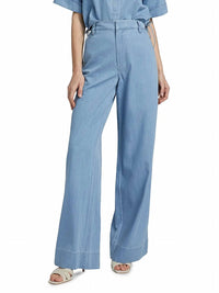 JONATHAN SIMKHAI Coralena Wide Leg Pants in stratus - women's pants