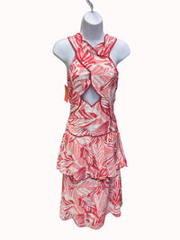 Fate - Tropical Print Cutout Halter Dress