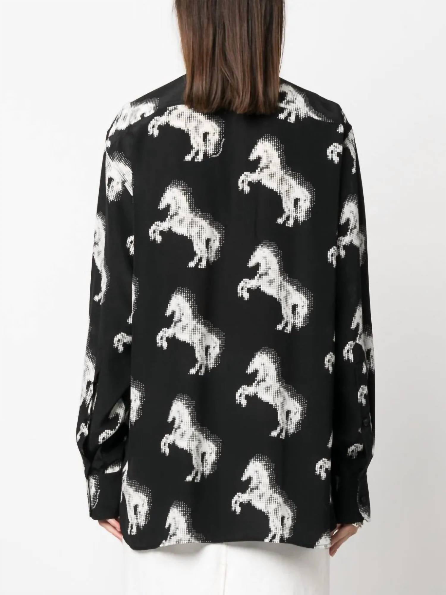 Stella Mccartney - Horse Print Bow Collar Silk Blouse