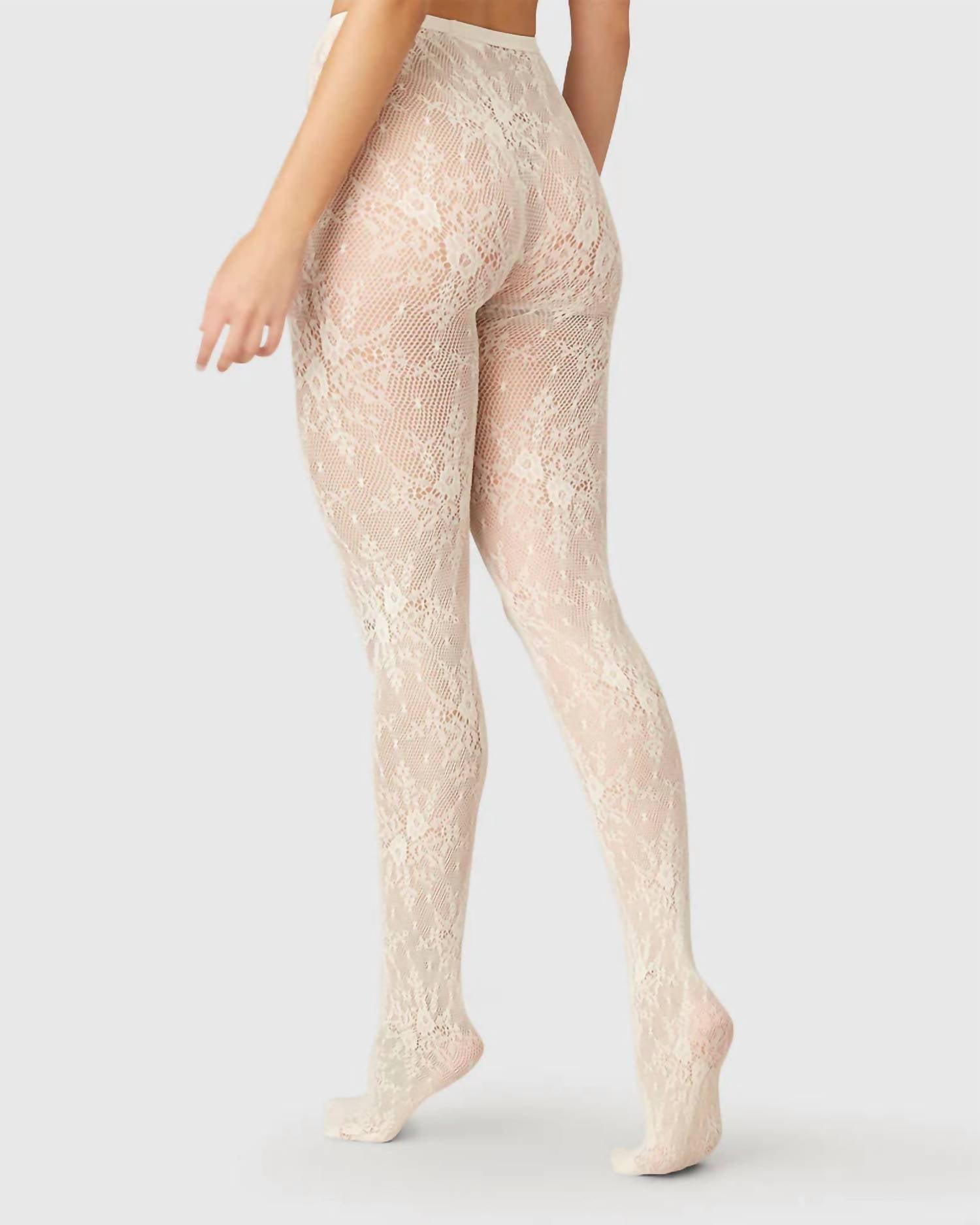 Swedish Stockings Women's Rosa Lace Tights in ivory - women's accessory - alternate view