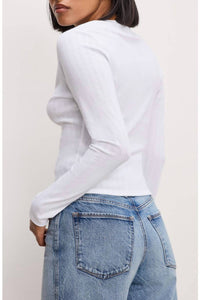 Good American - Cotton Pointelle Cardigan Top