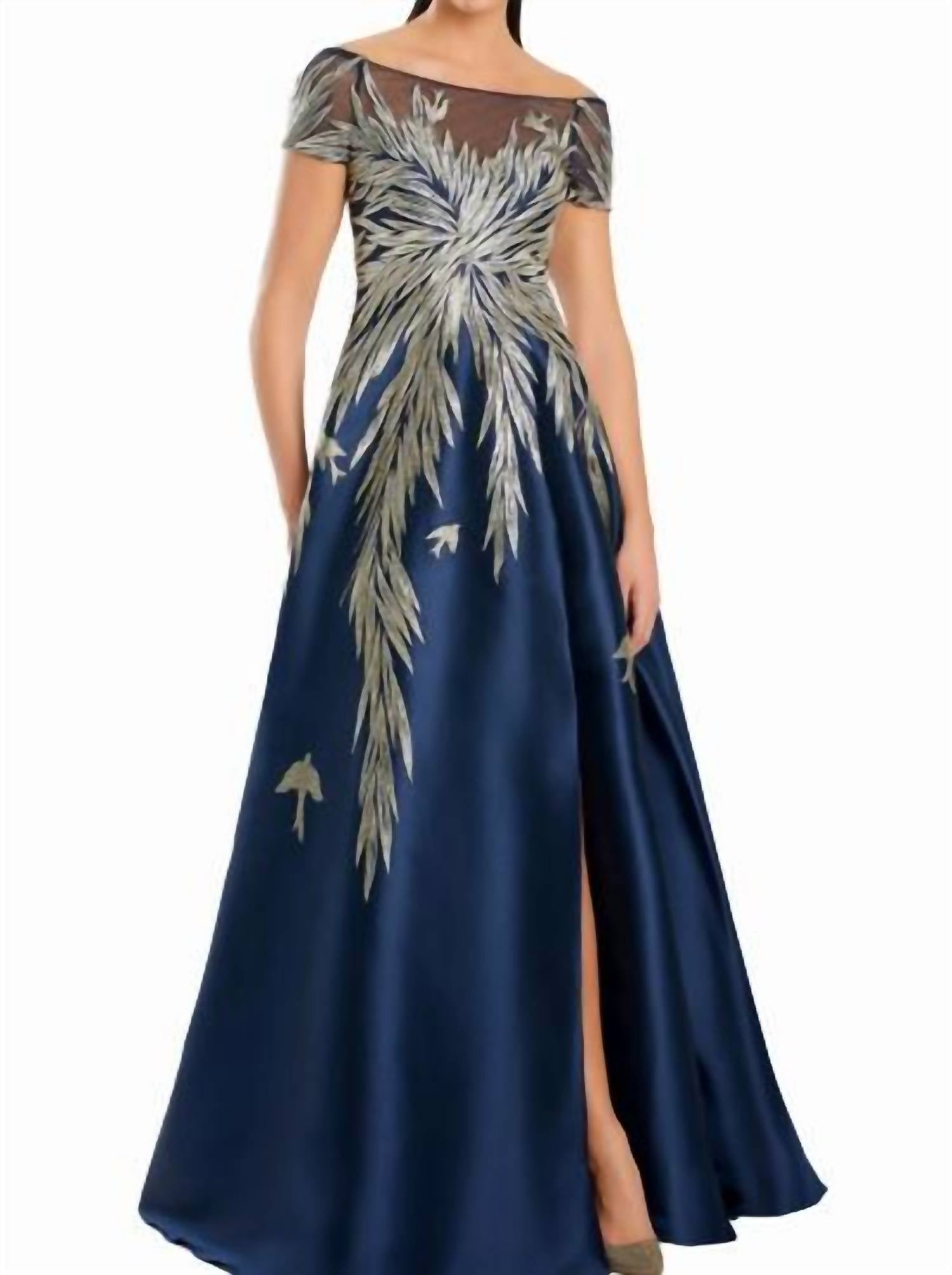 Daymor - Illusion Neck Short Sleeve A-line Dress