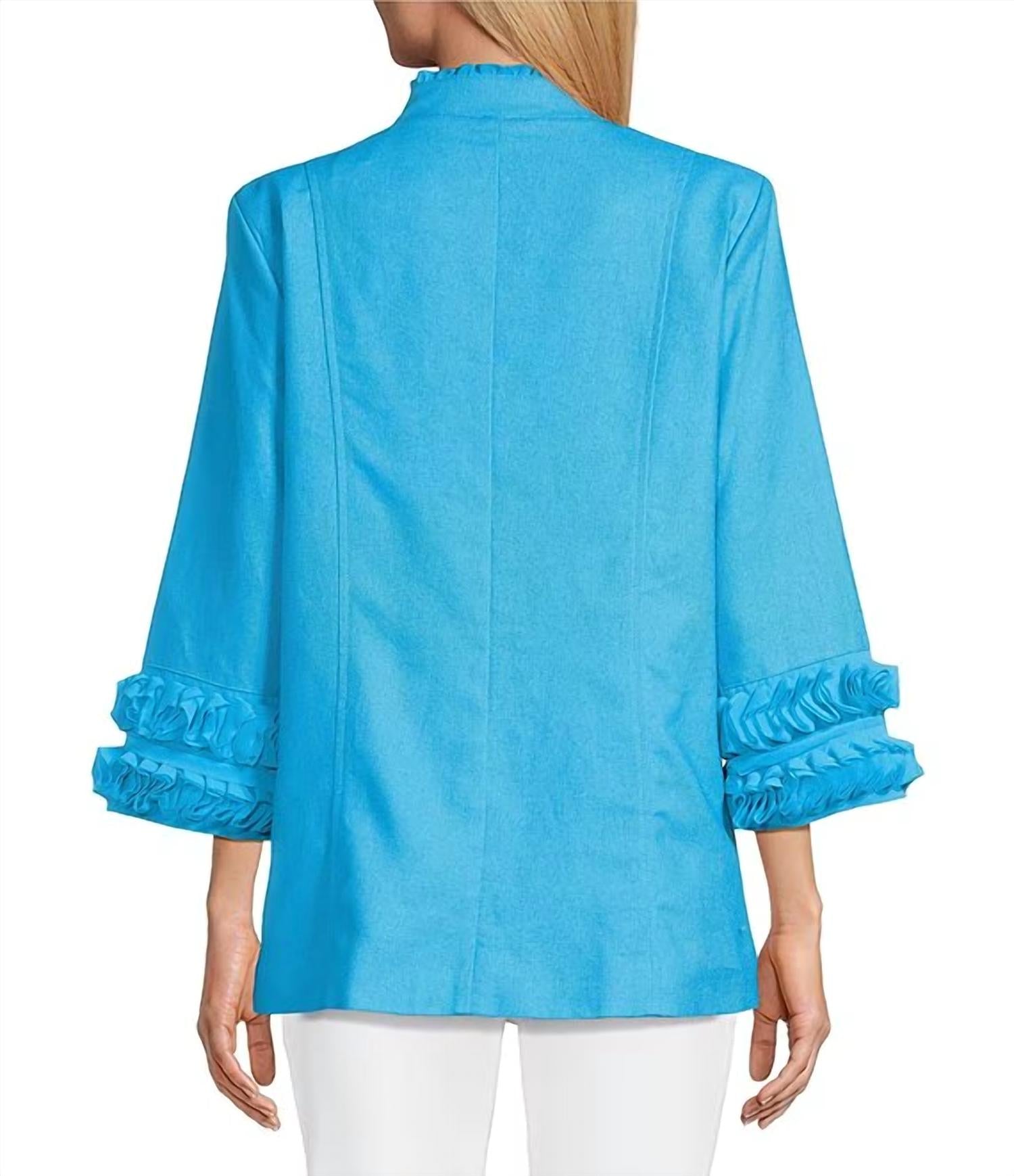 Multiples - 3/4 Sleeve Stand Collar Double Button Jacket