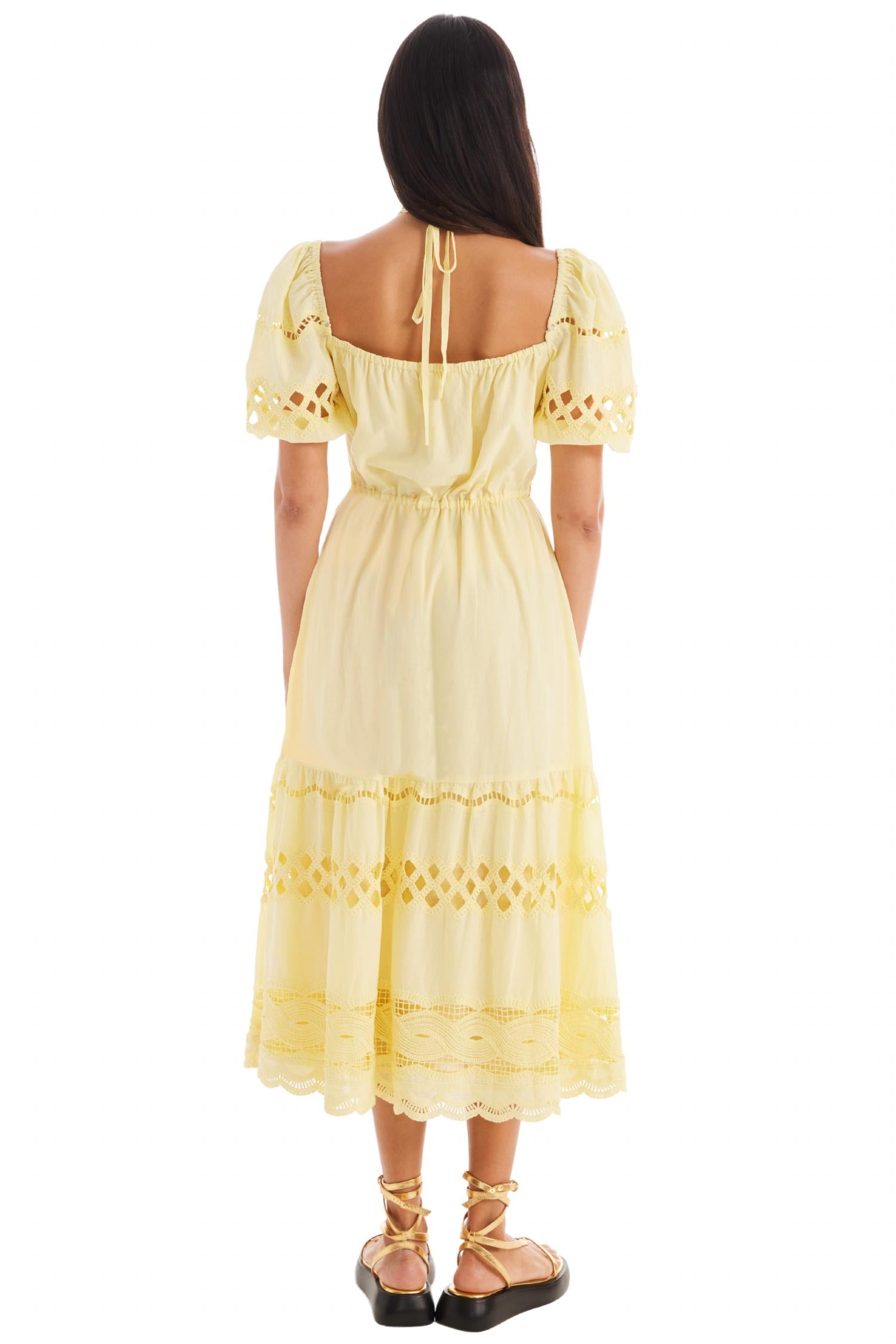 ALLISON NEW YORK EMILIA MIDI DRESS in butter - women's dress - alternate view