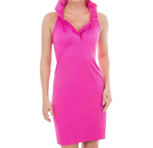 Gretchen Scott - RUFFLE NECK SOLID JERSEY SLEEVELESS DRESS