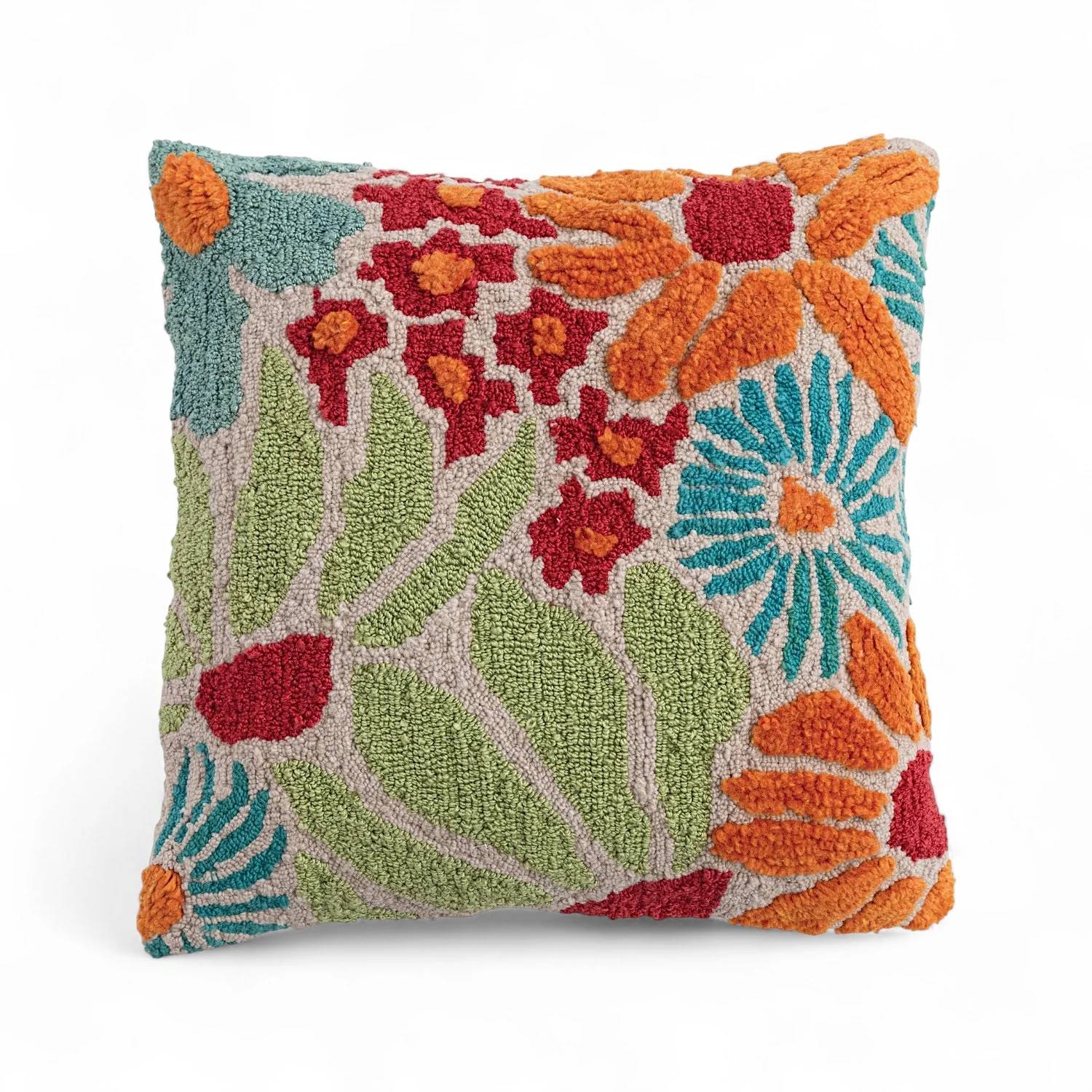 Creative Co-Op - Vibrant Square Tufted Floral Throw Pillow