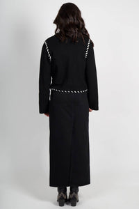 MON RENN Dahlia Cardigan in black cream - women's cardigan - view 7