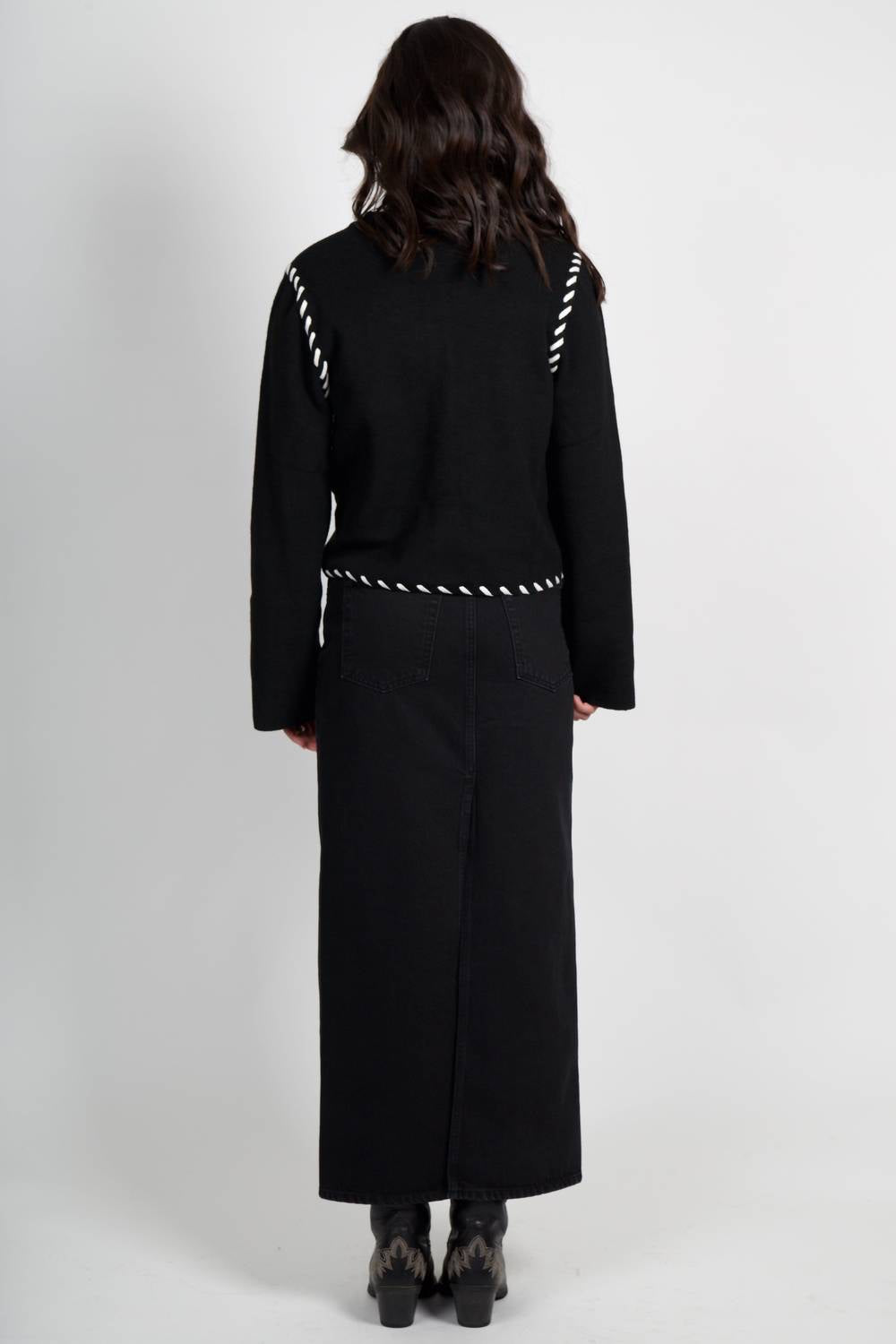 MON RENN Dahlia Cardigan in black cream - women's cardigan - view 7