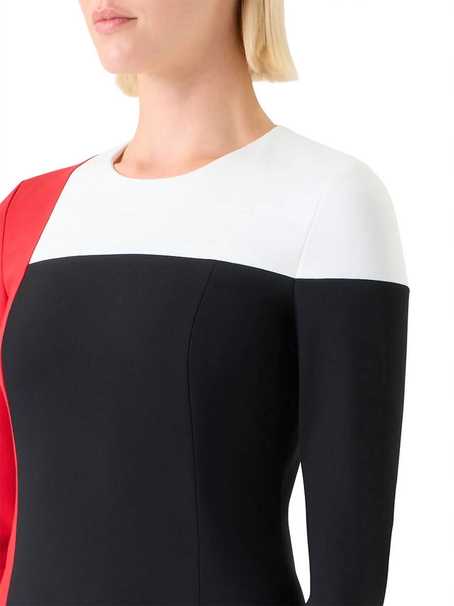 Akris Punto - Women's Long Sleeve Signature Stretch Colorblk Shift Dress