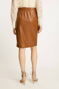 CABALLERO Peyton Vegan Leather Skirt in tobacco - women's skirt - alternate view