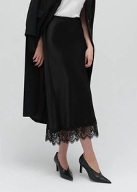 Favorite Daughter Lacy Favorite Satin Midi Skirt in black - women's skirt - detail view