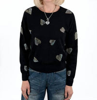 J. Society Glitter Heart Crew Sweater in black - women's sweater